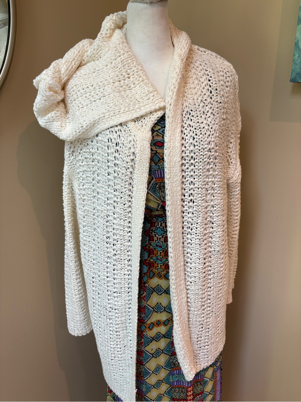 LOFT Lou & Grey Cardigan open knit beachcomber long line Medium